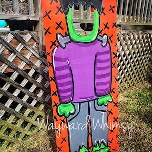 Frankenstein Halloween fall festival Character Face in hole photo prop board hand painted