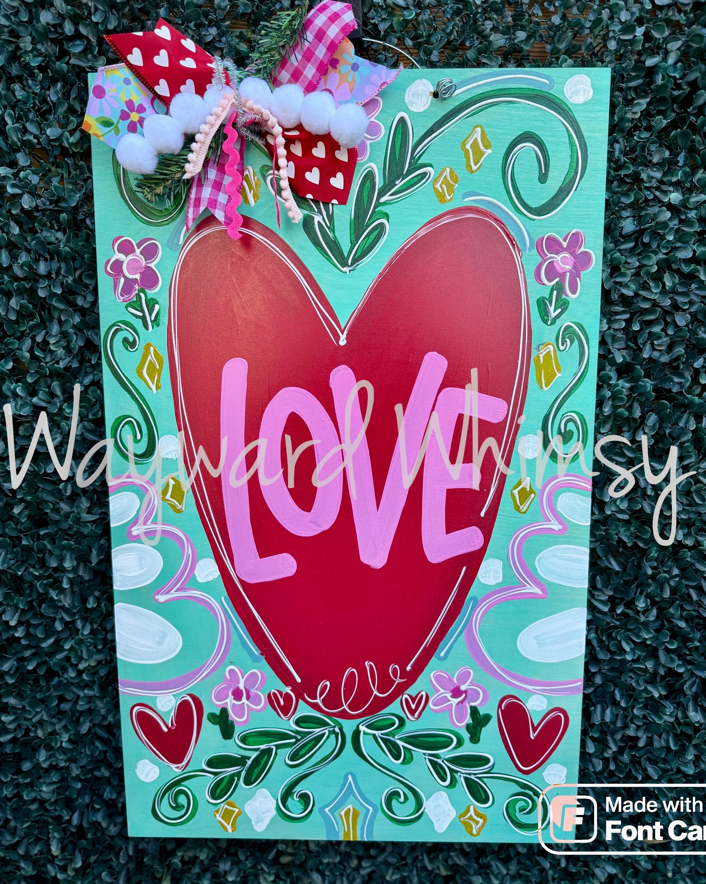 Valentine Heart LOVE Wooden Door Hanger - Etsy