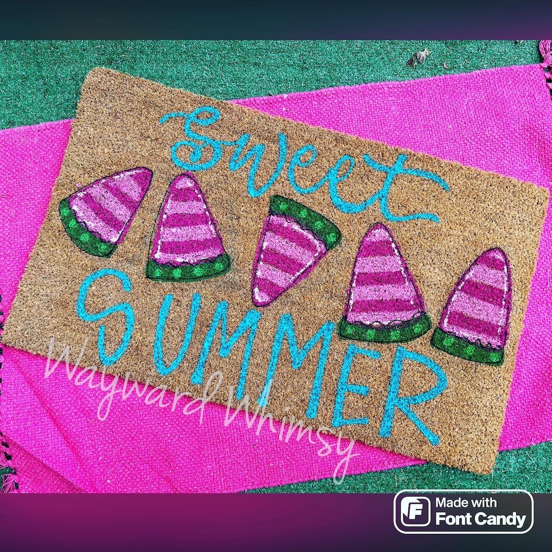 Handlettered Coir Door Mat Watermelon Sweet Summer Door Mat Etsy