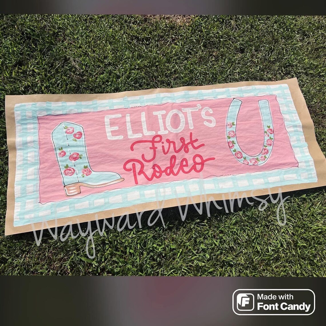 Hand Painted Custom First Rodeo Theme Birthday Banner- Kraft Paper ...