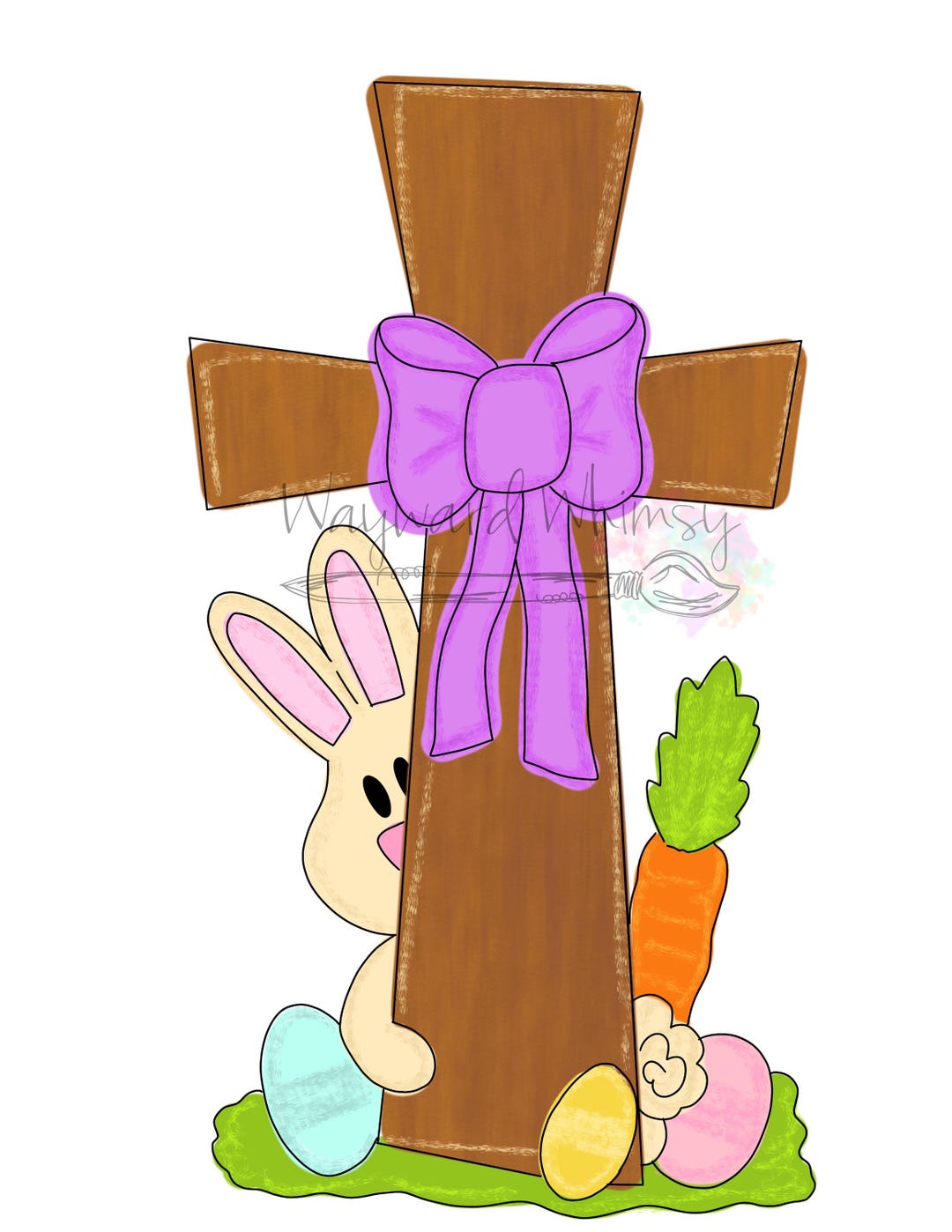 Easter Rabbit Cross Easter Cross With Bunny Door Hanger Downloadable File Printable ...