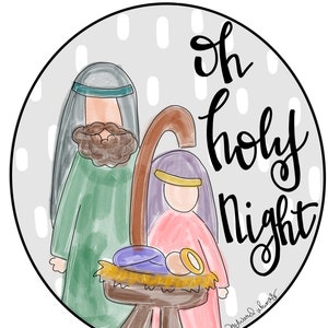 round Joseph Mary and Jesus Manger Door Hanger downloadable file printable template