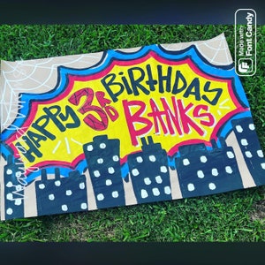 Spiderman Birthday Hand Painted Sign - Etsy