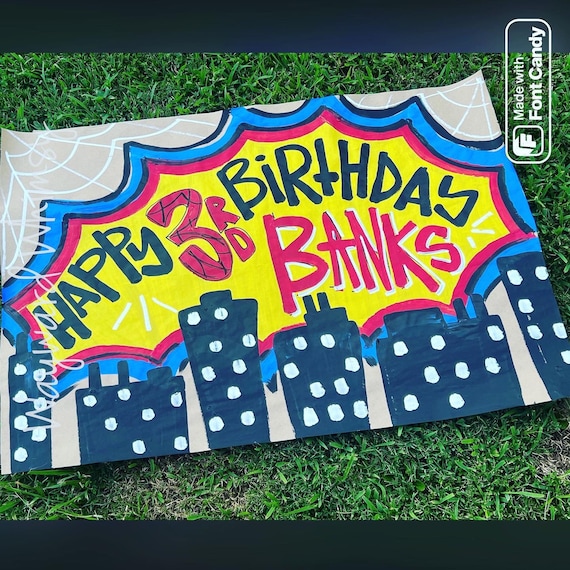 Hand Painted Custom Party Banner Birthday Banner Kraft Paper