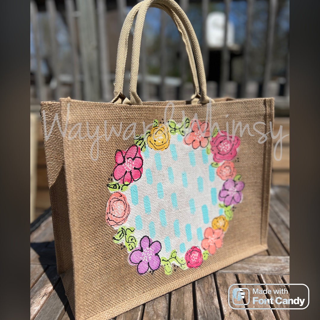 YILANJIN Jute Canvas Tote Bag - Large Capacity Travel