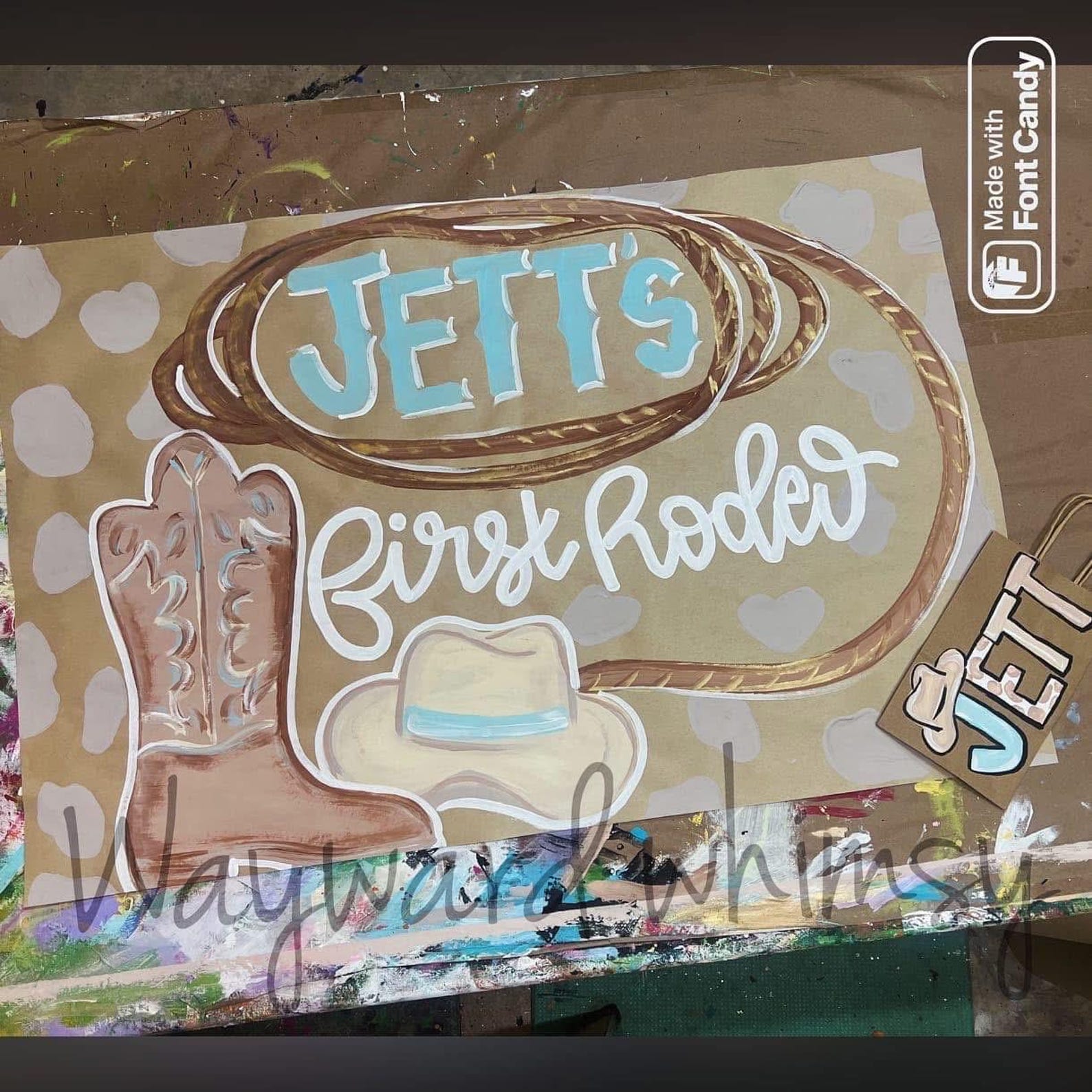 Hand Painted Custom First Rodeo Theme Birthday Banner- Kraft Paper ...