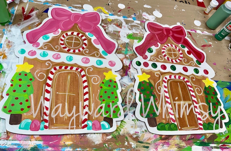 Gingerbread House Wooden Door Hanger - Etsy