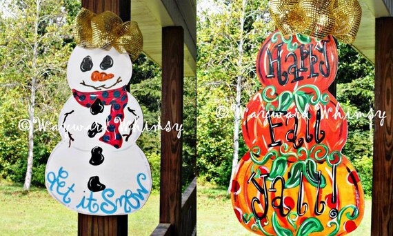 Abstract Chinoiserie Pumpkin Stack Fall Door Hanger