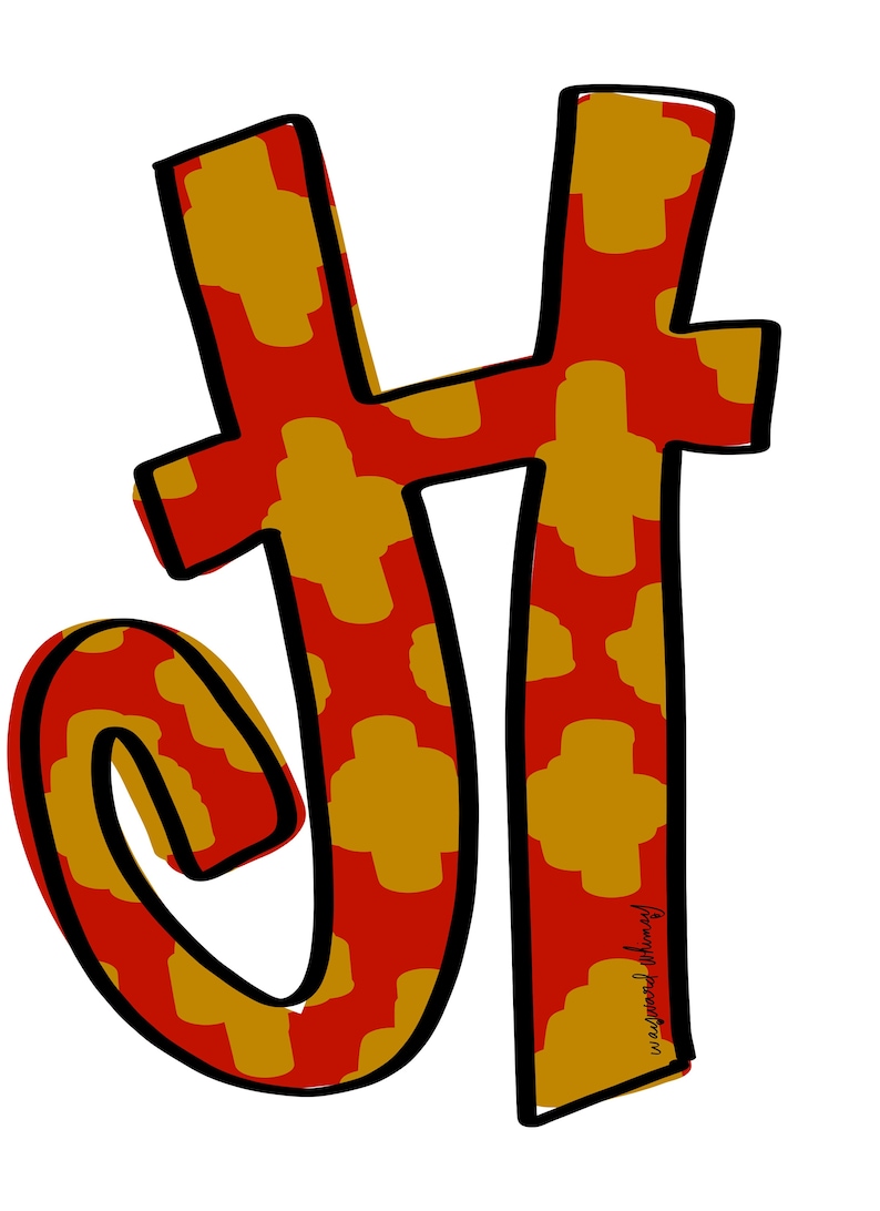 Letter H Whimsical Curly Font Door Hanger Downloadable File Etsy