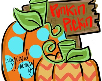 Punkin Pickin Door Hanger downloadable file printable template