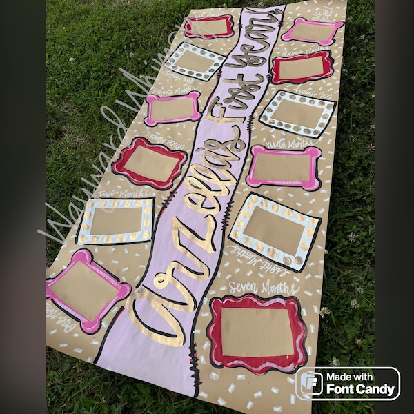 Hand painted custom Timeline banner- add your own photos-First Birthday Banner- Kraft paper banner- party decor- party sign- backdrop