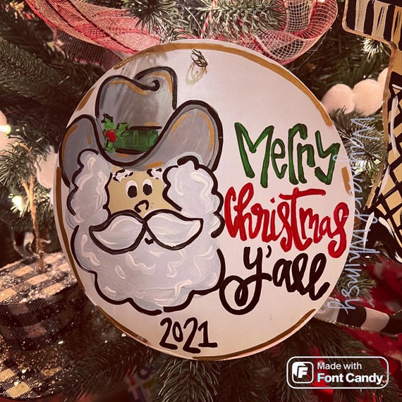 Cowboy santa christmas ornament Clearance