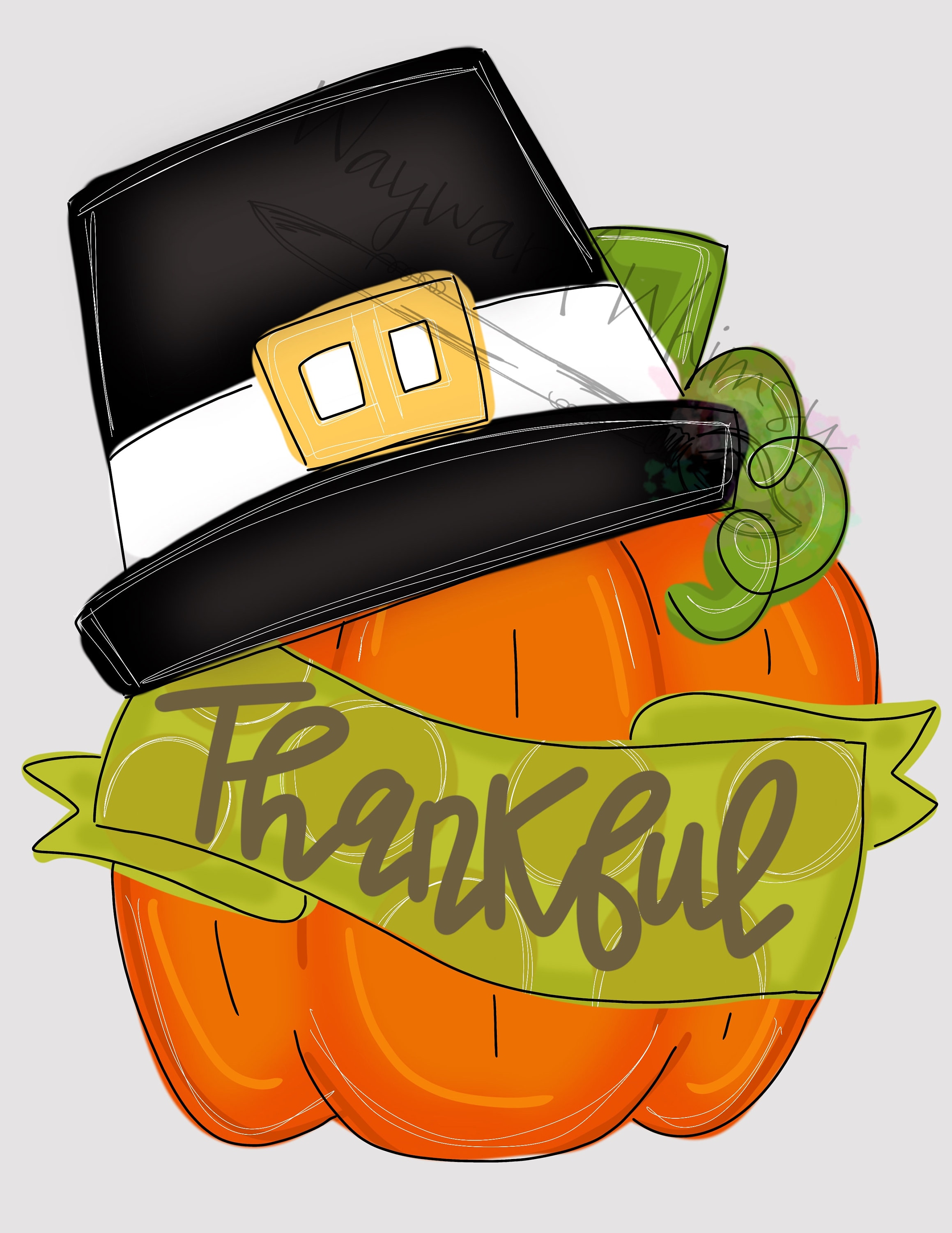 Thankful Pilgrim Pumpkin - Door Hanger downloadable file printable…