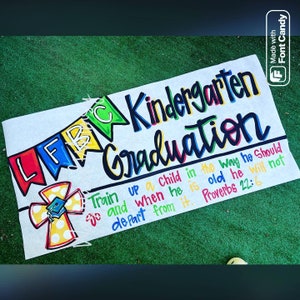 Kindergarten, preschool graduation Hand painted custom party banner- Birthday Banner- Kraft paper banner- party decor- party sign- backdrop