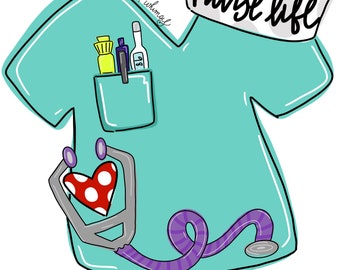 Nurse Scrub top Door Hanger downloadable file printable template