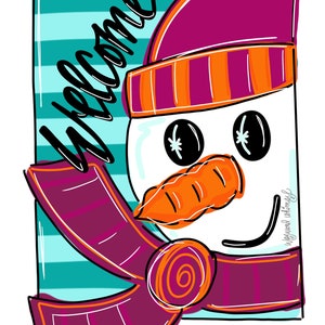 Snowman with background Door Hanger downloadable file printable template
