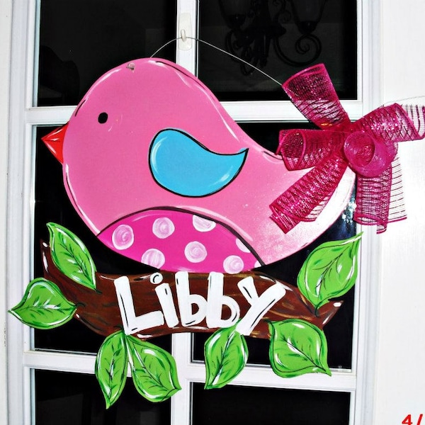 Bird Baby Hospital Door Nursery Wood Cut Out Door Hanger