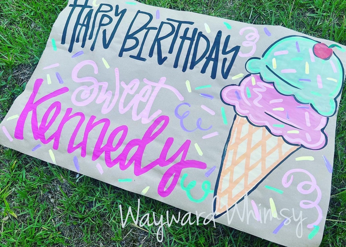 Hand Painted Custom Party Banner Birthday Banner Kraft Paper - Etsy