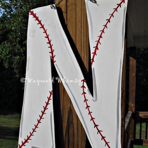 Baseball Alphabet Wood Cut Out Hanger image 1