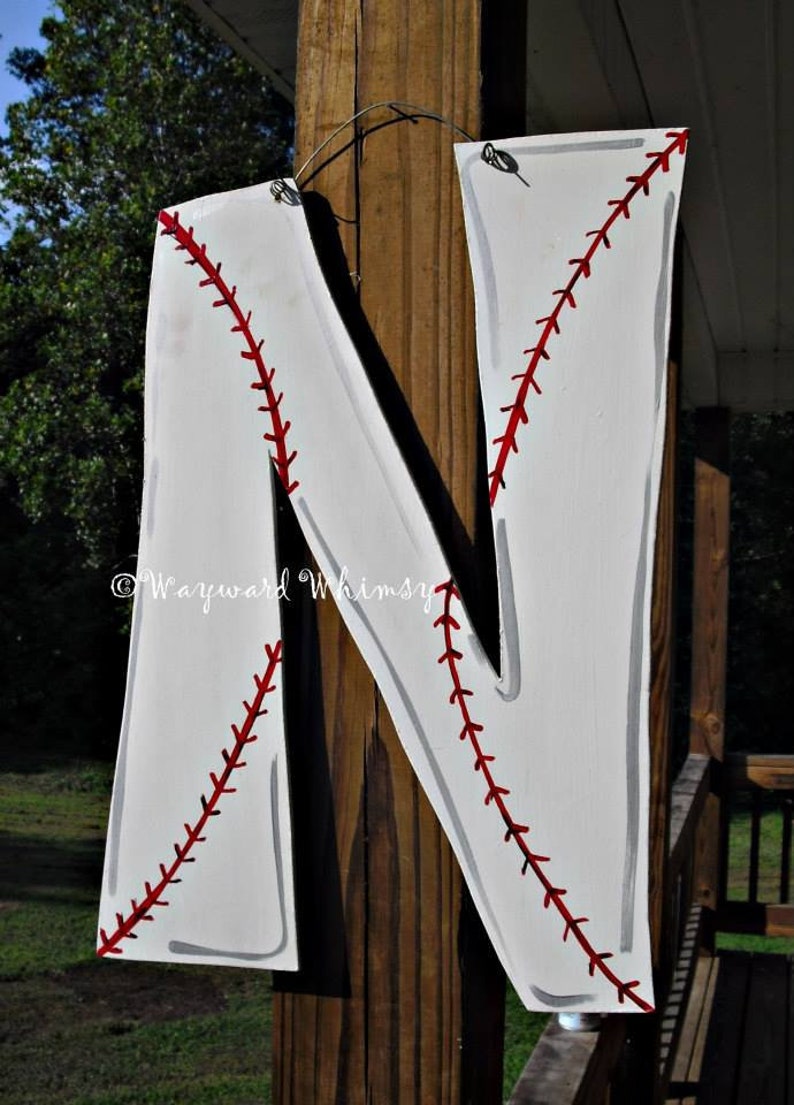 Baseball Alphabet Wood Cut Out Hanger image 1