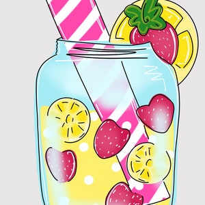 Erdbeer Limonade Einmachglas Tür Schild Hanger herunterladbare Datei druckbare Vorlage