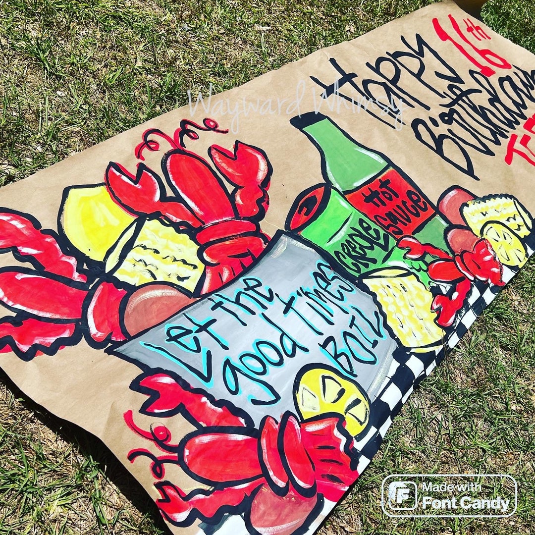 Hand Painted Custom Party Banner Birthday Banner Kraft Paper Banner