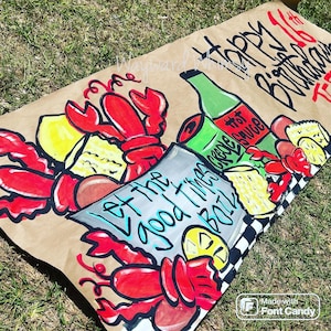 Hand painted custom party banner- Birthday Banner- Kraft paper banner- party decor- party sign- backdrop