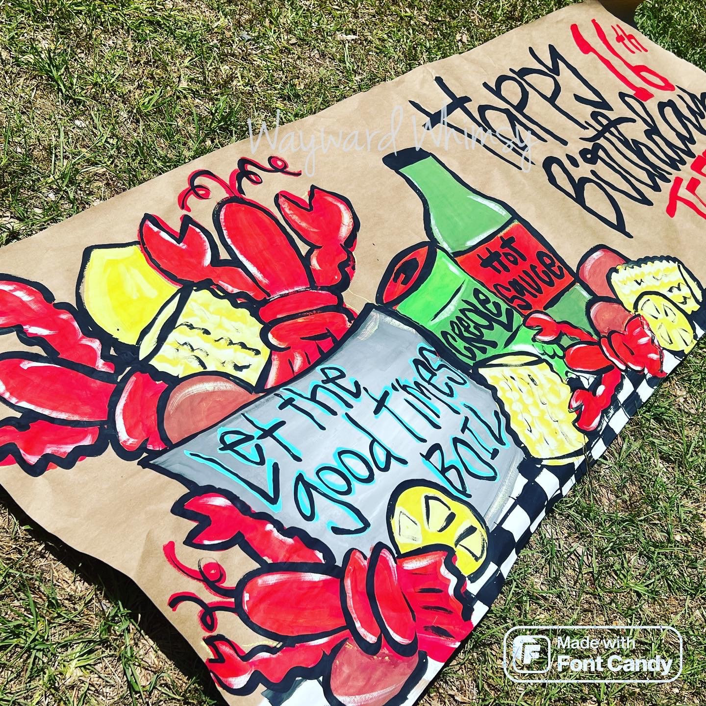 Hand painted custom party banner- Birthday Banner- Kraft paper banner- party decor- party sign- backdrop