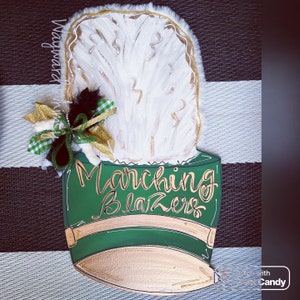 Shako - band hat- head gear-  band member- marching band Wooden Door Hanger