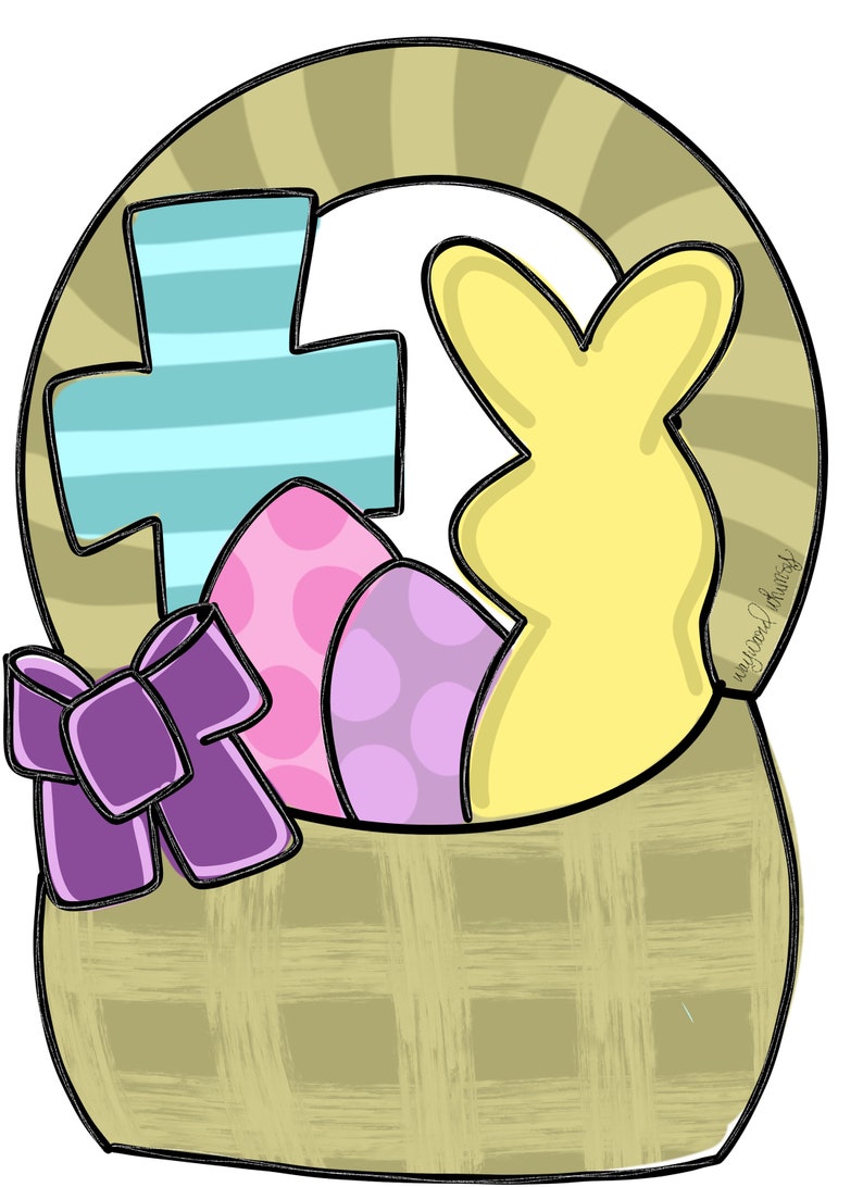 Easter Basket Door Hanger Downloadable File Printable Template Etsy