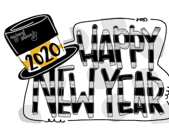 Happy New Year Door Hanger downloadable file printable template