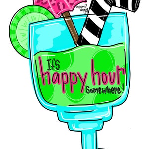 Happy Hour Margarita Door Hanger downloadable file printable template