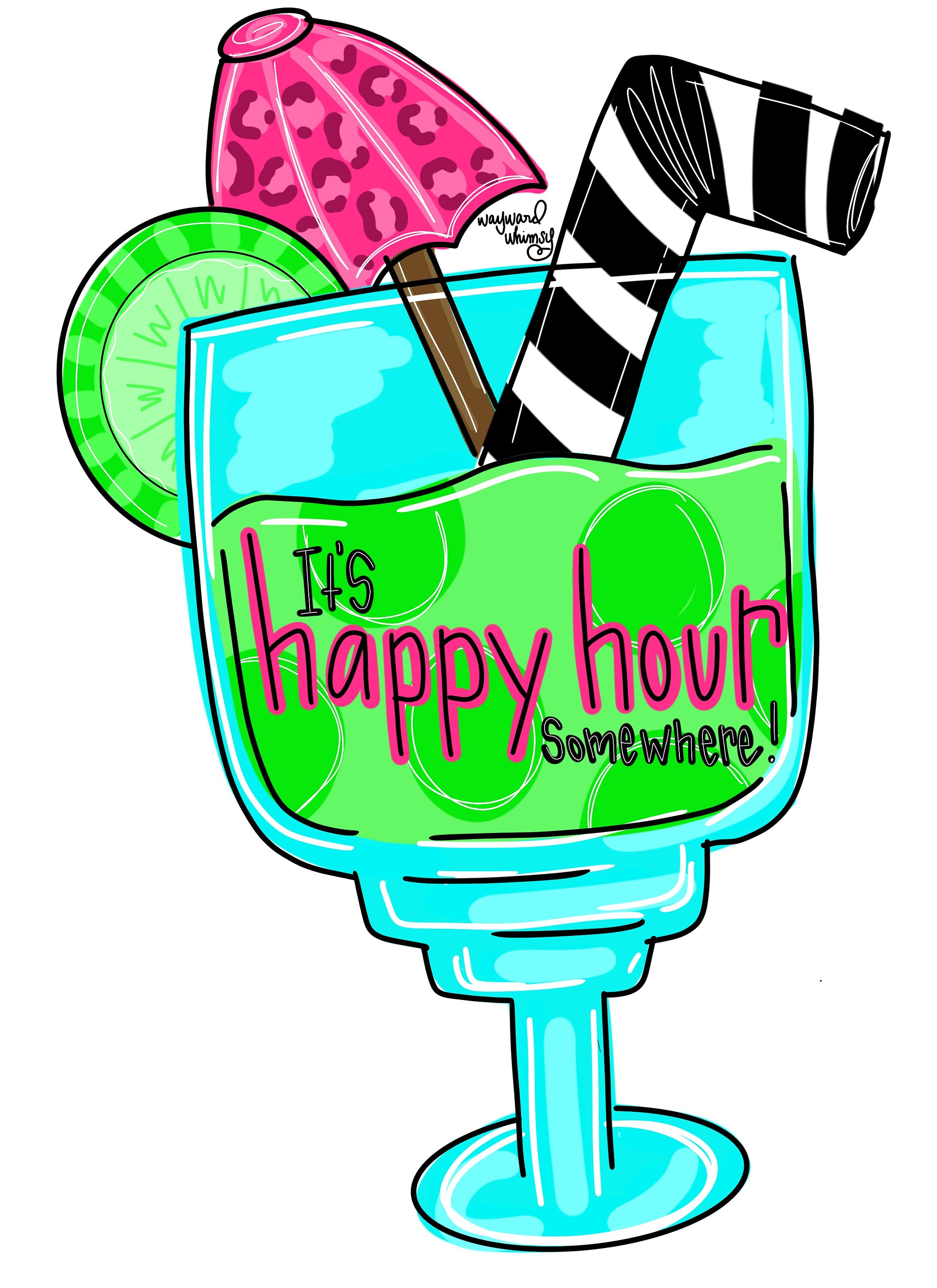 Happy Hour Margarita Door Hanger Downloadable File Printable picture