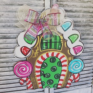 Gingerbread house Wood Cut Out Door Hanger