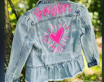 Youth/children Handpainted Denim Jacket- you customize- you supply jacket- painted jean jacket- simple artwork