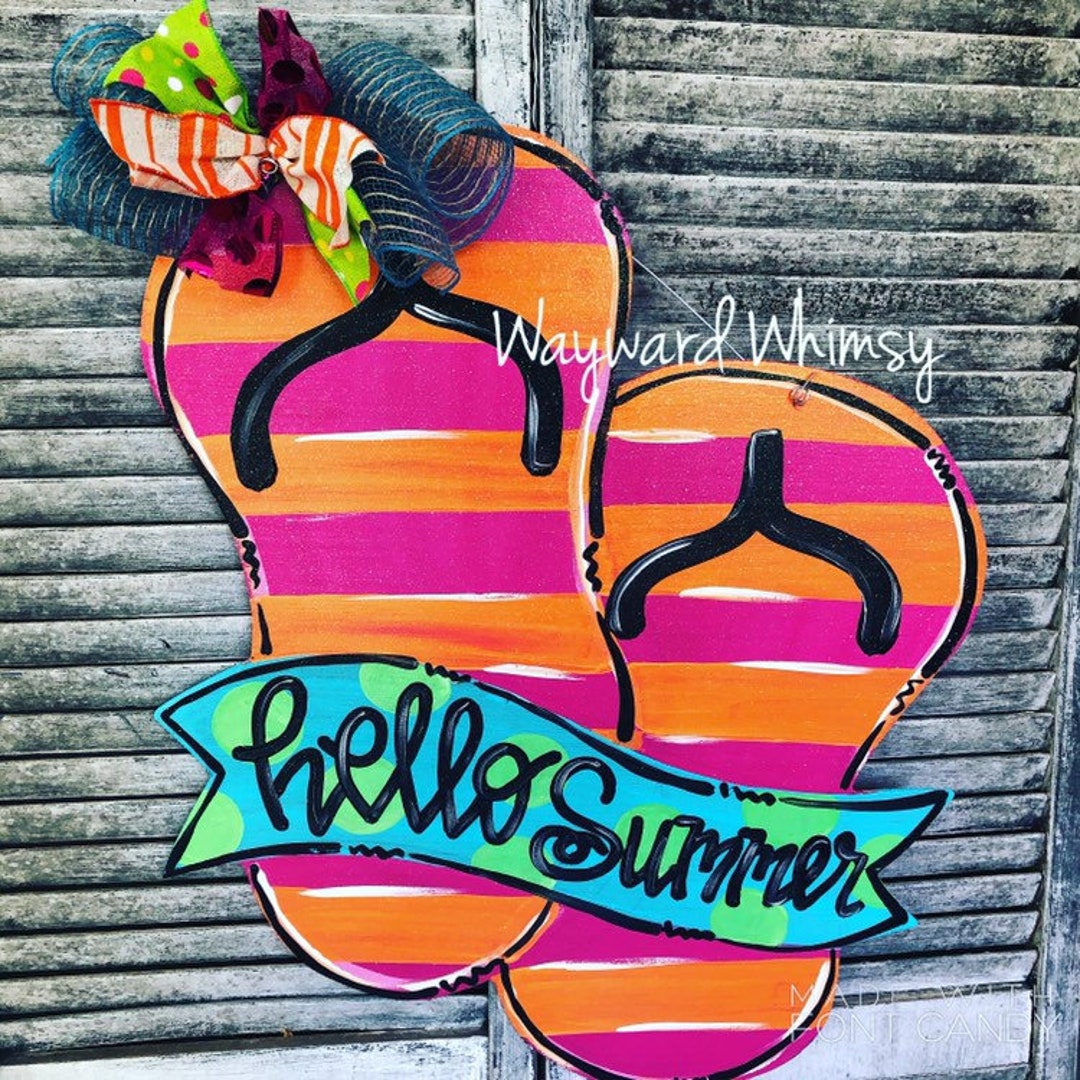 Summer Flip Flops Wood Cut Out Door Hanger - Etsy