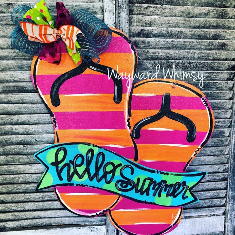 Summer Flip Flops Wood Cut Out Door Hanger - Etsy