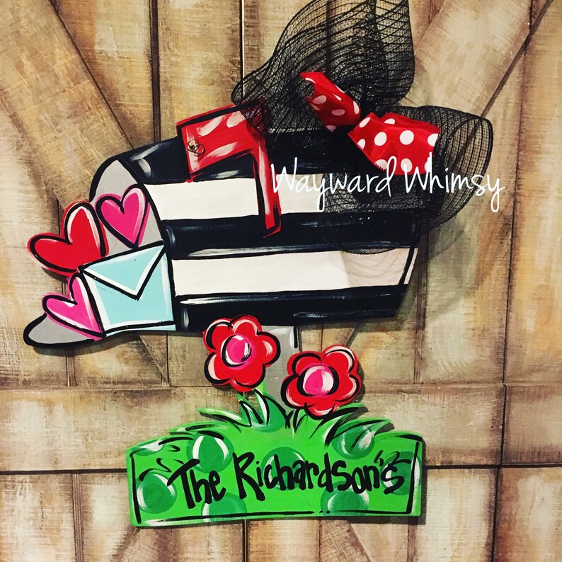 Valentine mailbox Wood Cut Out Door Hanger Etsy