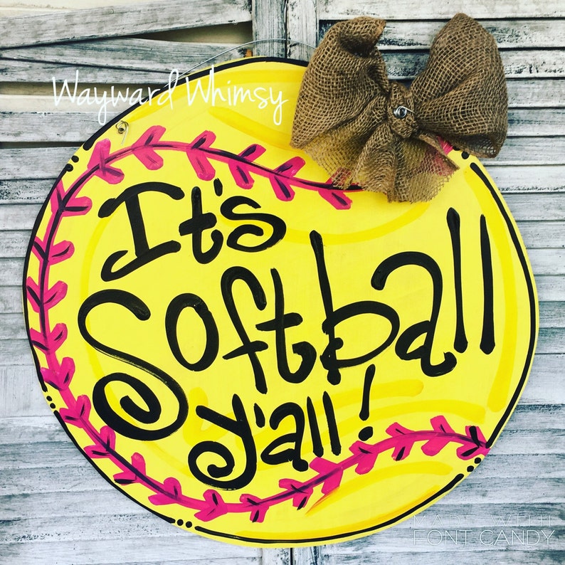 SOFTBALL Custom for you Wood Cut Out Door Hanger Etsy
