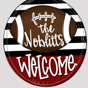 Football circle Welcome Door Hanger downloadable file printable template