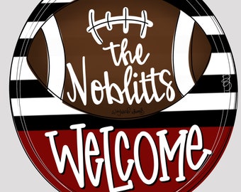 Football circle Welcome Door Hanger downloadable file printable template