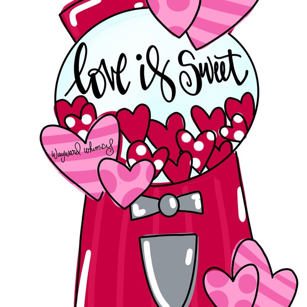 Love is Sweet Gumball Machine Door Hanger downloadable file printable template