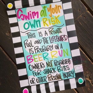 Swim at your own risk Garden flag 12x18 double sided printed vinyl garden flag image 3