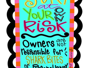 Swim at your own risk Door Hanger downloadable file printable template