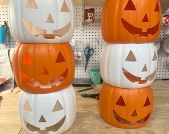 Halloween Spooky Characters Hand Painted Hollow Plastic Stacking Pumpkins  Sold as Set or Individually 24 Stacked Pumpkins 