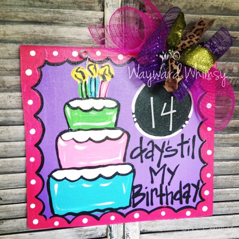 Chalkboard Countdown to Birthday Custom for You Wood Cut Out Etsy
