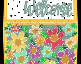 Floral welcome plaque Door Hanger downloadable file printable template