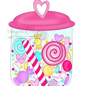 Candy Treat Glas Valentine Tür Hanger herunterladbare Datei druckbare Vorlage