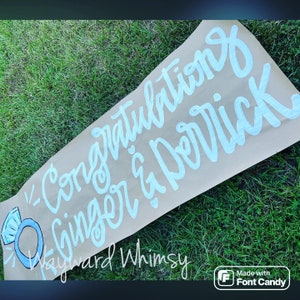 Engagement Banner - Hand Lettered Party Banner- Party decor- Party sign - graduation sign- celebration banner