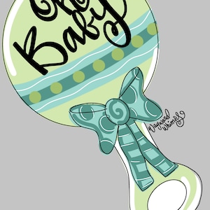 Baby Rassel Baby Shower Dekor Tür Hanger herunterladbare Datei druckbare Vorlage